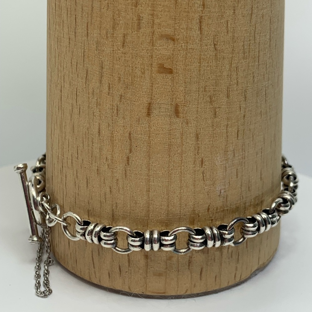 Sterling Silver ‘Candy Wrapper’ Link Toggle Clasp… - image 6